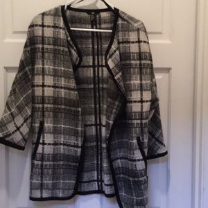 Black and white wool blend jacket